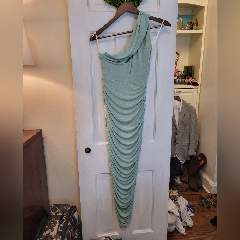 SHEIN One-Shoulder Mint Dress